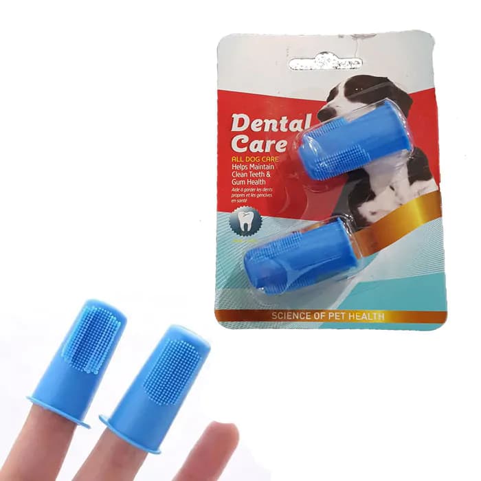مسواک انگشتی دندان سگ و گربه برند dental care بسته 2 عددی — تصویر ۲