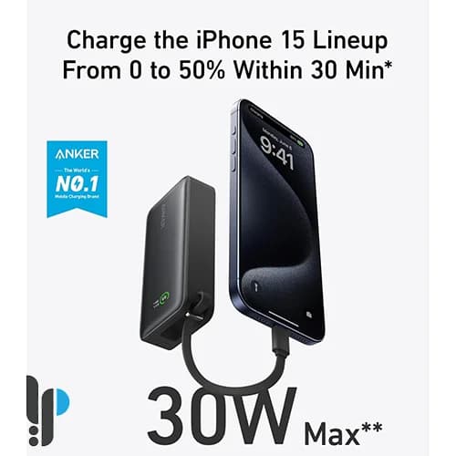 پاور بانک 30 وات انکر مدل Anker Nano A1259 ظرفیت 10000 میلی آمپر به همراه کابل Type-C — تصویر ۲