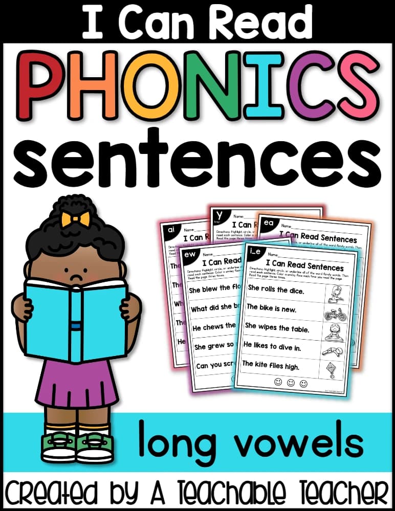 کتاب Phonics Sentences Long Vowels (جملات فونیکس مصوت‌های بلند) نسخه انگلیسی PDF