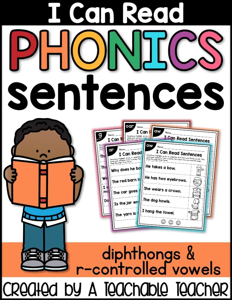 کتاب Phonics Sentences Diphthongs and R-Controlled Vowels (جملات فونیکس دوصوتی و واکه‌های کنترل‌شده با R) نسخه انگلیسی PDF