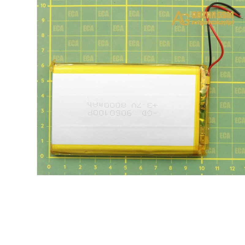 باتری لیتیوم پلیمر 3.7v ظرفیت 8000mAh کد 9060100 — تصویر ۲