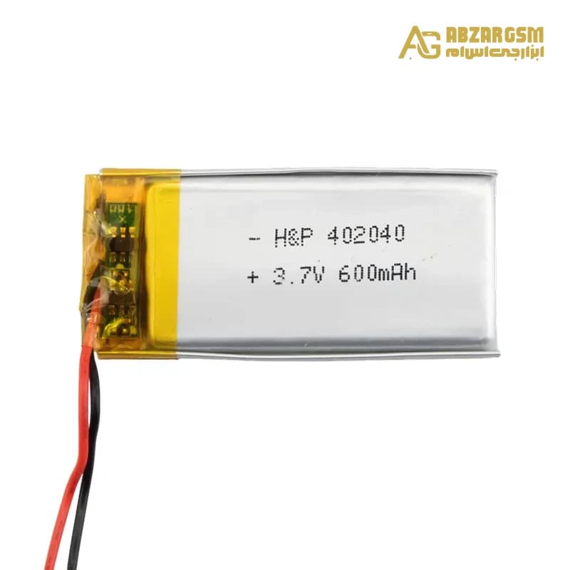 باتری لیتیوم پلیمر 3.7v ظرفیت 600mAh کد 402040