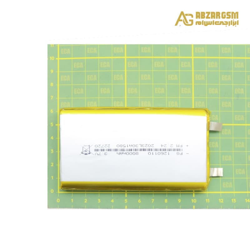باتری لیتیوم پلیمر 3.7v ظرفیت 8000mAh کد 1260110 — تصویر ۲