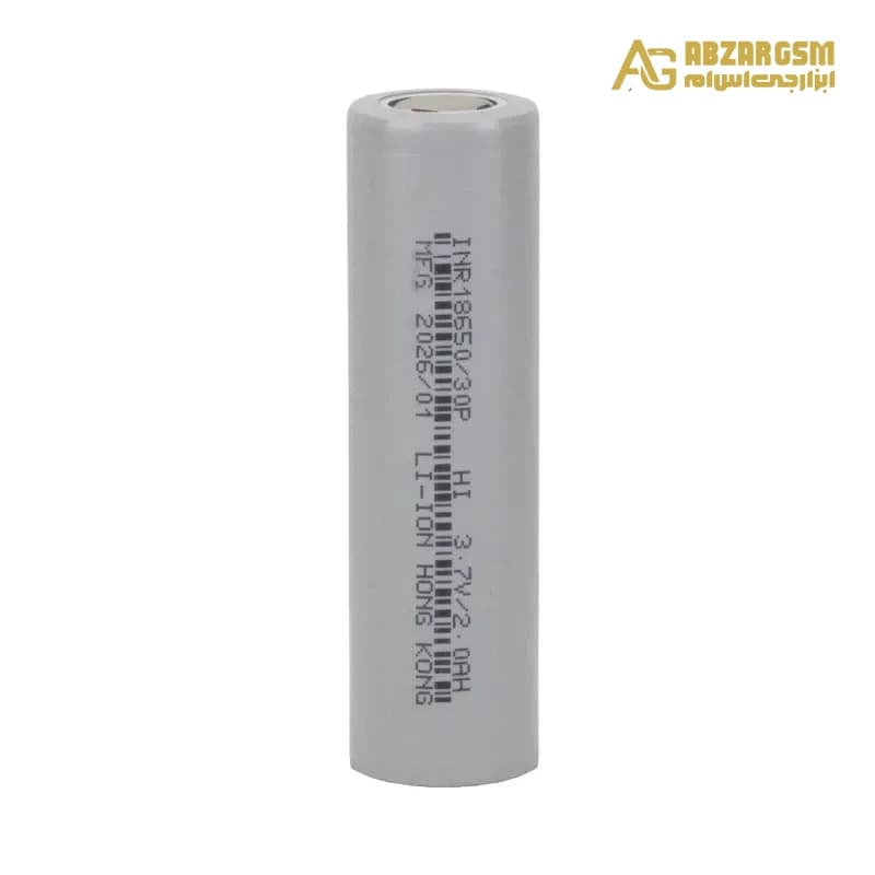باتری لیتیوم یون 3.7v سایز 18650 سرتخت 2000mAh مارک HI ضریب جریان 15C