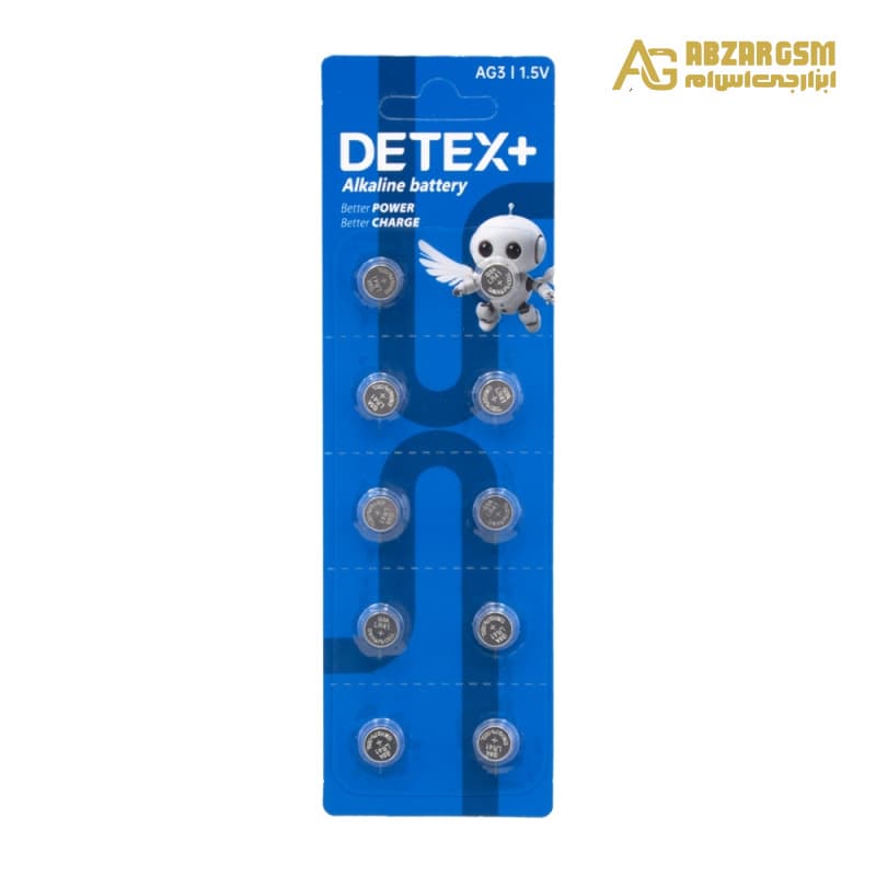 باتری سکه ای آلکالاین AG3 ورق 10 تایی مارک DETEX