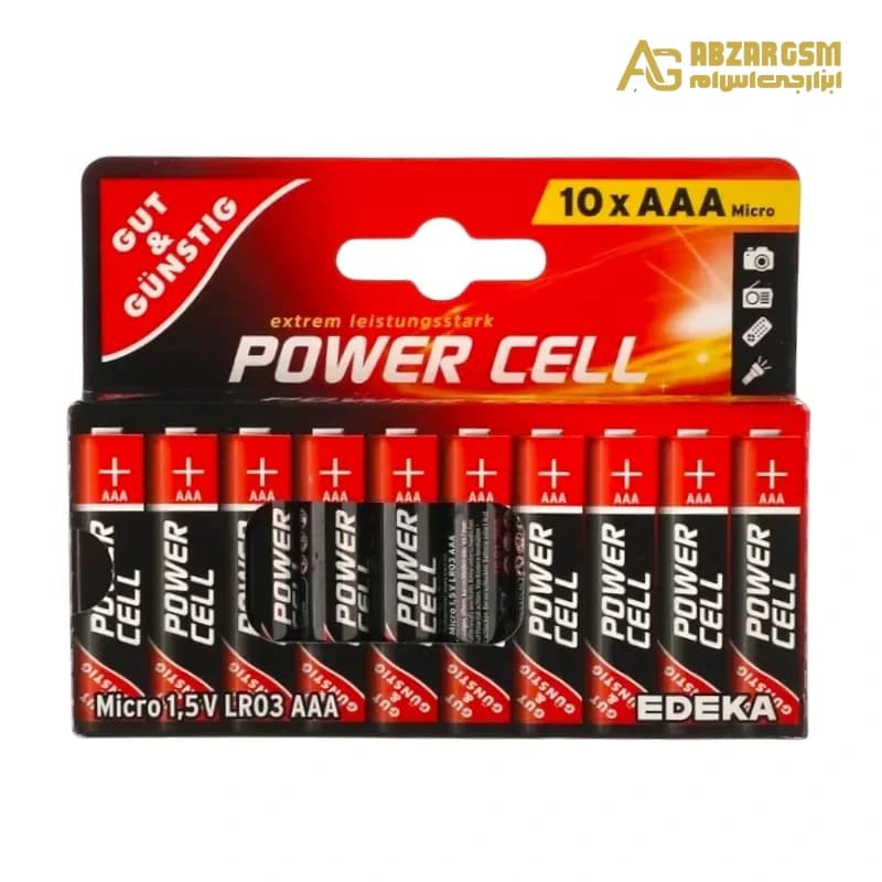 باتری نیم قلمی آلکالاین AAA بسته10 عددی مارک POWER CELL — تصویر ۲