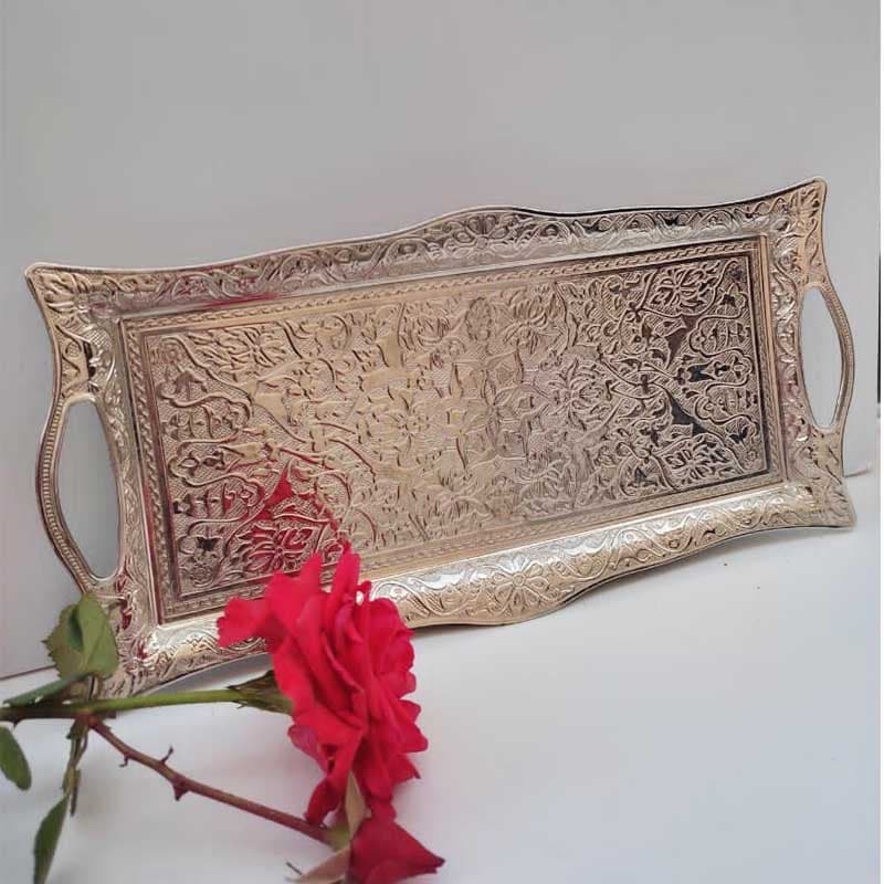 سینی رولت خوری آسنا طلایی و نقره ای کد 300