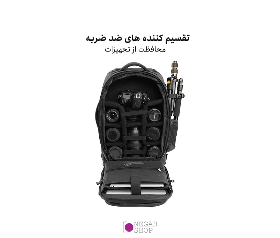 کیف کوله پشتی چرخدار دوربین عکاسی Cwatcun D136 — تصویر ۴