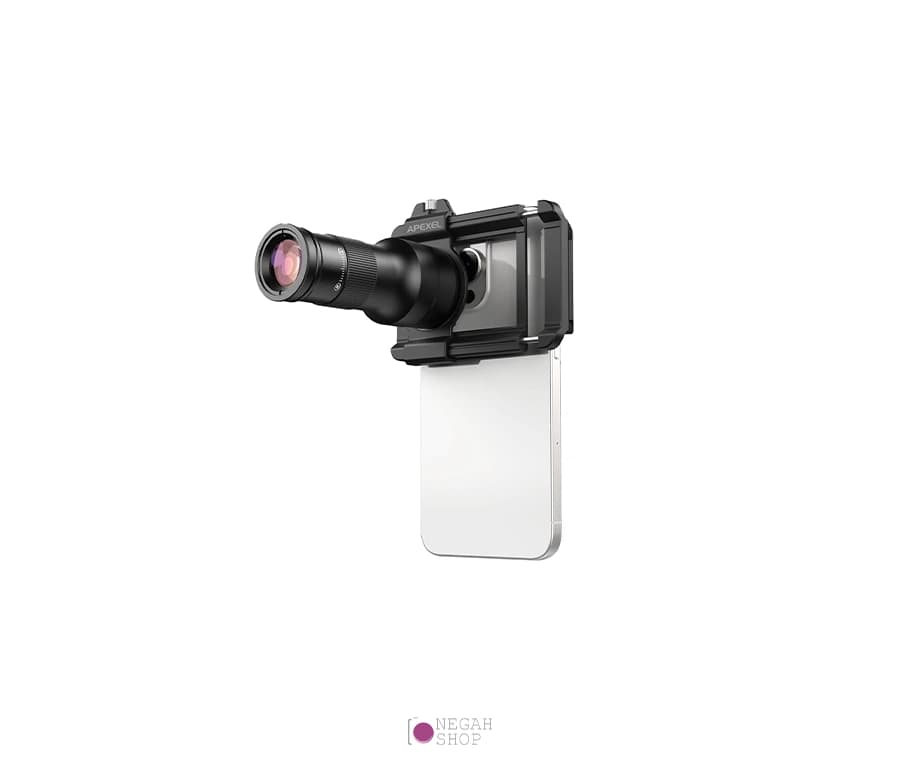 لنز تله موبایل اپکسل مدل Apexel APL‑TM6 با زوم اپتیکال 6 برابر و حالت ماکرو مخصوص عکاسی حرفه‌ای با گوشی