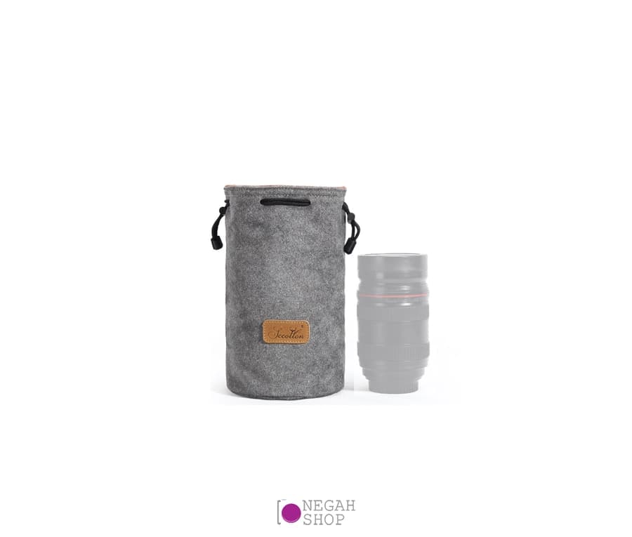 کیف محافظ لنز S C Cotton Round سایز متوسط رنگ طوسی