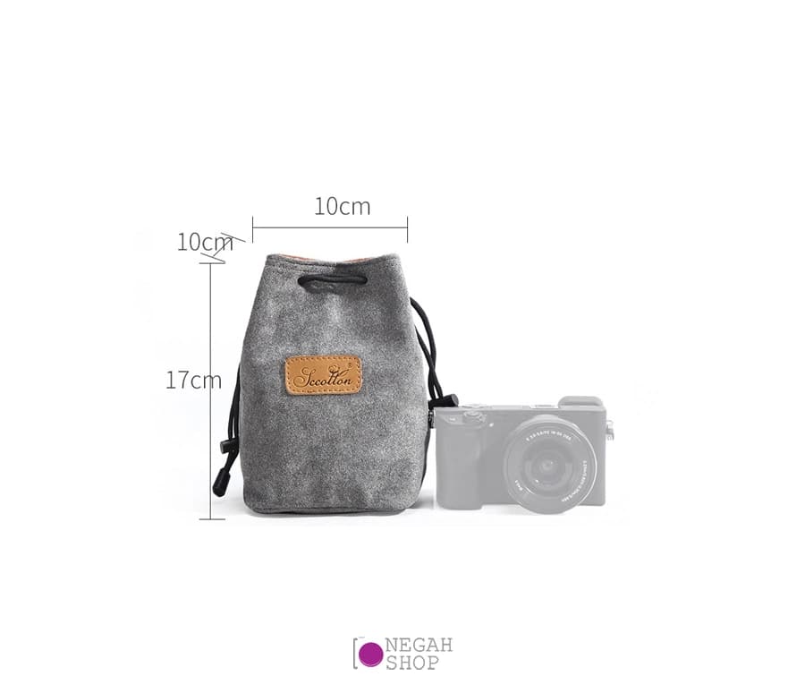 کیف محافظ دوربین و لنز S C Cotton Square سایز کوچک رنگ طوسی — تصویر ۲