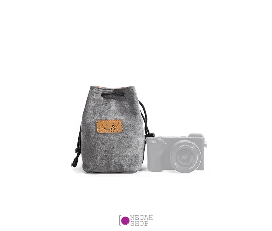 کیف محافظ دوربین و لنز S C Cotton Square سایز کوچک رنگ طوسی