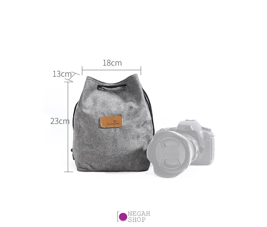 کیف محافظ دوربین و لنز S C Cotton Square سایز بزرگ رنگ طوسی — تصویر ۲