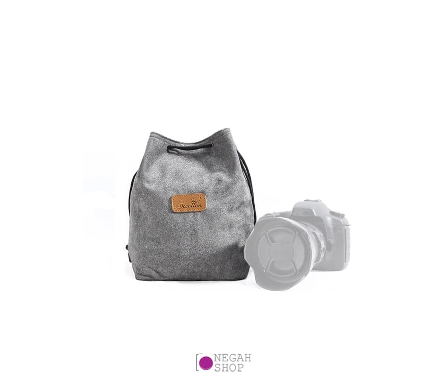 کیف محافظ دوربین و لنز S C Cotton Square سایز بزرگ رنگ طوسی