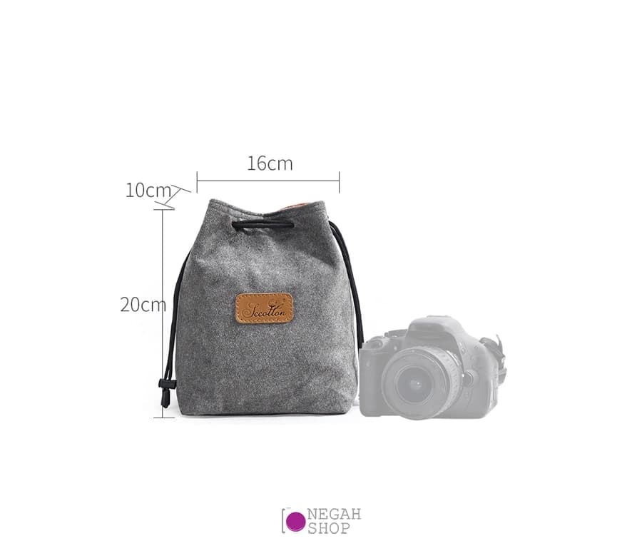 کیف محافظ دوربین و لنز S C Cotton Square سایز متوسط رنگ طوسی — تصویر ۲