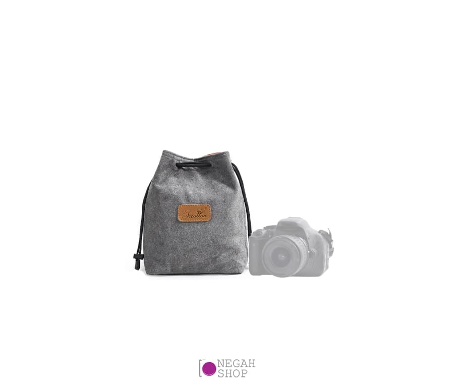 کیف محافظ دوربین و لنز S C Cotton Square سایز متوسط رنگ طوسی