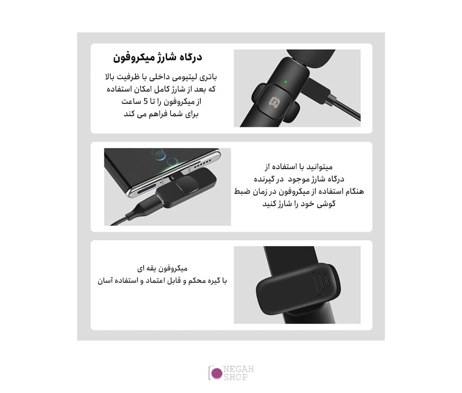 میکروفون بی سیم دو کاناله Puluz PU3151B Type C — تصویر ۲