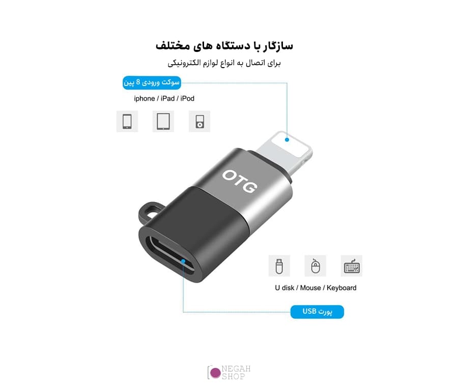تبدیل Type-c به Lightning پلوز Puluz PU649B — تصویر ۶