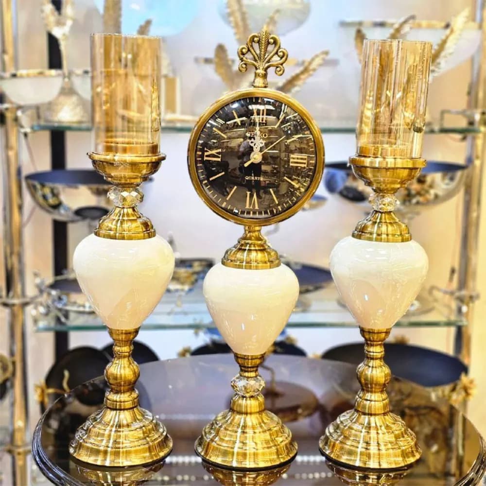 ست شمعدان و ساعت
