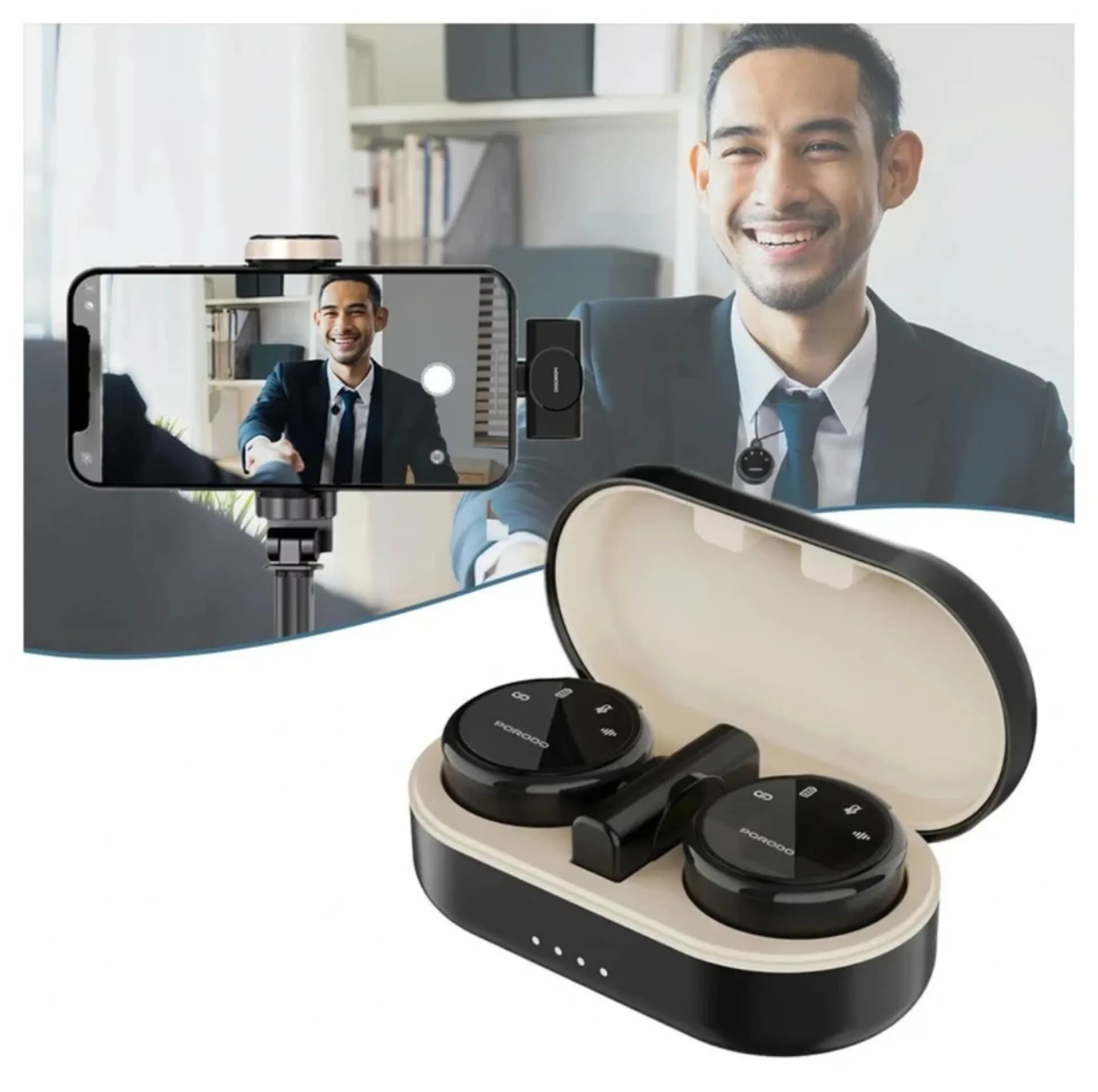 میکروفون حرفهای بیسیم پرودو مدل PD-WMDMIC-BK New Pack، با درگاه USB Type C و فیلتر برش فرکانسهای پایین — تصویر ۴