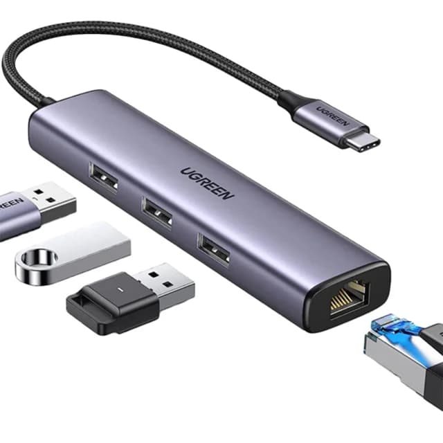 هاب 4 پورت USB 3.0 یوگرین مدل CM475-60600 با 3 پورت USB 3.0 و 1 پورت LAN — تصویر ۲