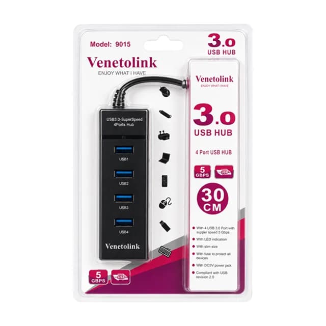 هاب 4 پورت USB 3.0 ونتولینک مدل 9015 دارای پورت تامین برق — تصویر ۳