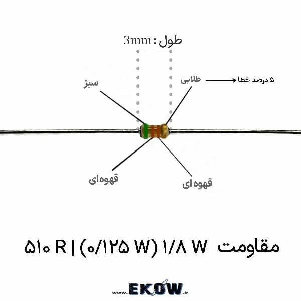 مقاومت 1/8 وات 510 اهم ( 1/8W 510R )