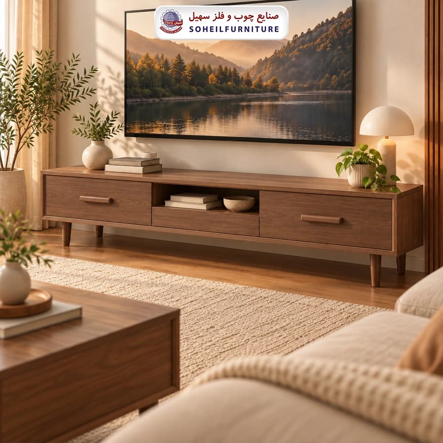 میز تلویزیون 122 دستگیره دار سهیل (روکش ضد آب و ضد خش وکیوم)