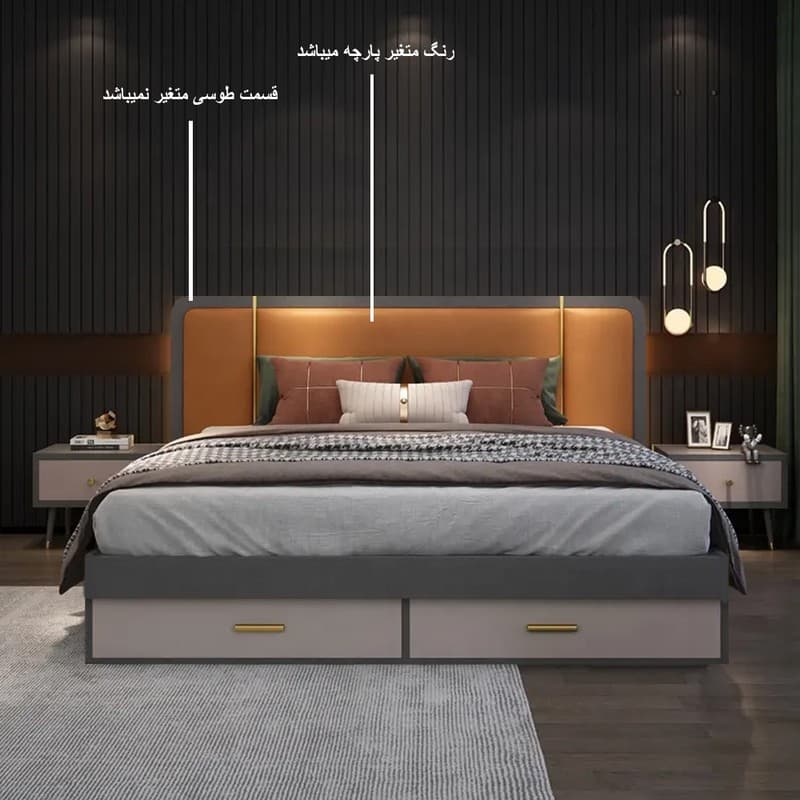 تخت خواب دونفره مدل کارا سایز 160200 سانتی متر مبلمان فرنا مدل 1145499 — تصویر ۳