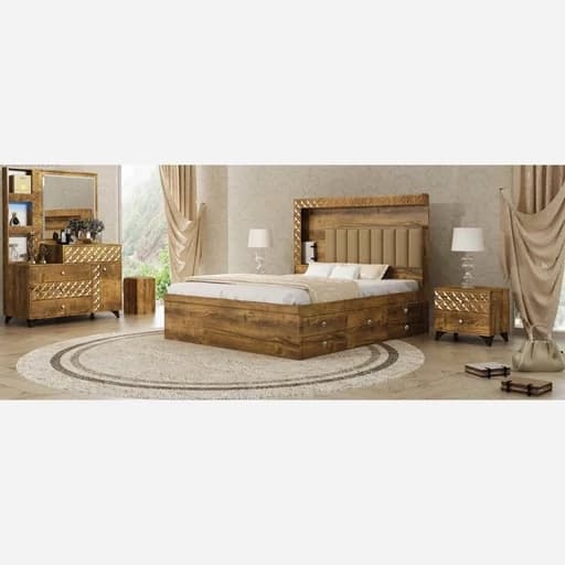 تخت خواب دو نفره ریلی مدل پارما بدون کفی بدون تشک بدون کشو پسکرایه مبلمان فرنا مدل 1145441