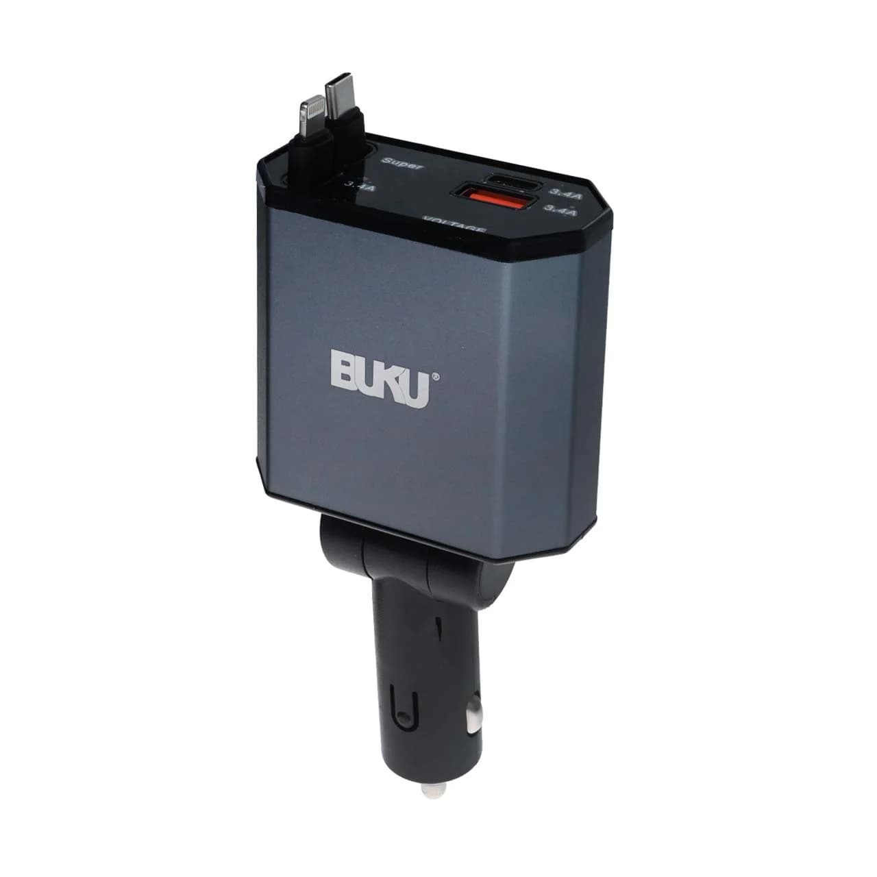 شارژر فندکی PD و فست دو پورت BUKU مدل CH-030 — تصویر ۳