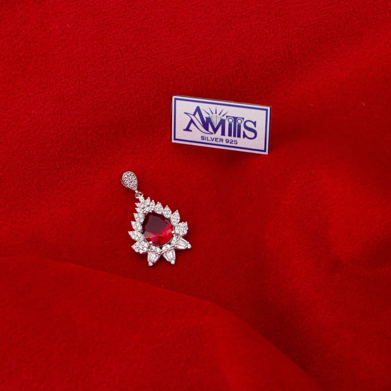 گردنبند نقره زنانه مدل یاقوت AMT-M143 — تصویر ۳