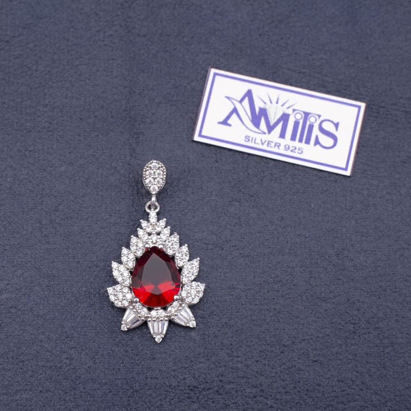 گردنبند نقره زنانه مدل یاقوت AMT-M143 — تصویر ۴