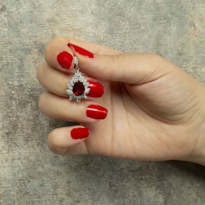 گردنبند نقره زنانه مدل یاقوت AMT-M143 — تصویر ۵