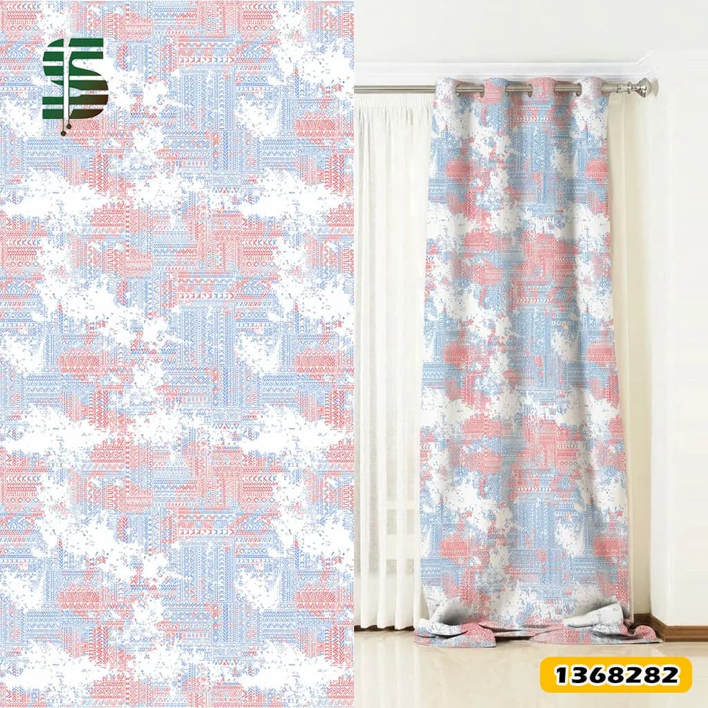پرده پانچ طرح دار کد 1368282 مدل بافته های باستانی روشن