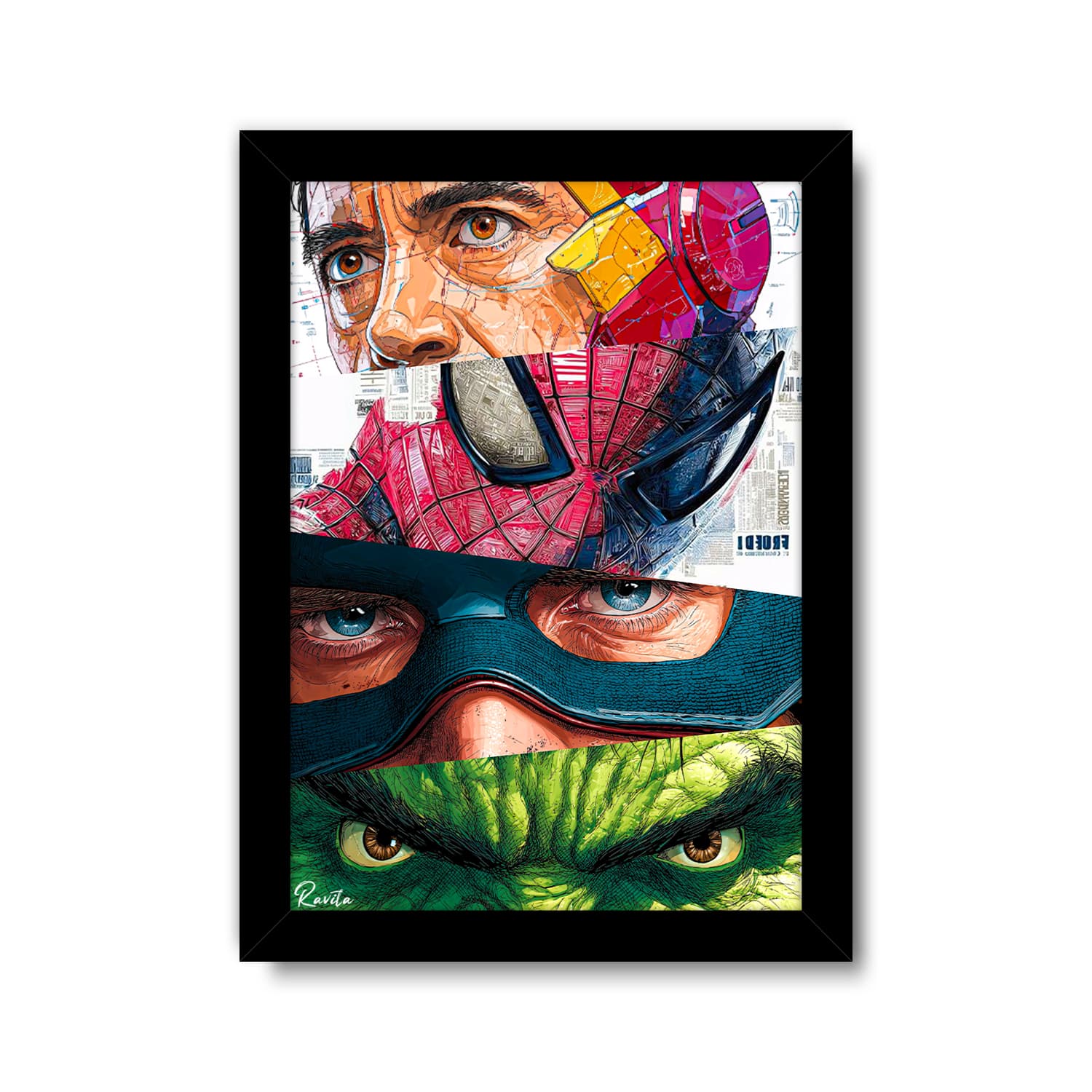 تابلو تکی راویتا طرح ابرقهرمانان مارول – Marvel Superheroes Iron Man,Spider-Man,Captain America & Hulk کد 3899