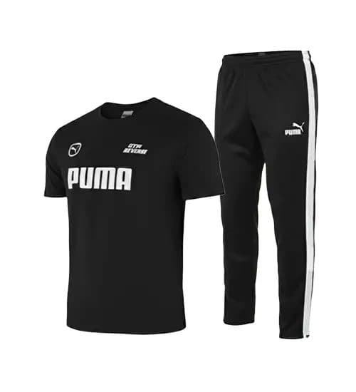 ست تیشرت و شلوار مردانه نرمال طرح دار اسپان مشکی Puma مدل 49371