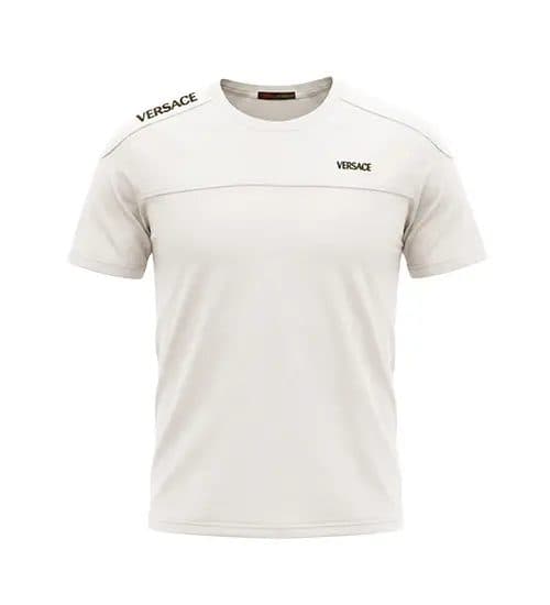 تیشرت یقه گرد مردانه نرمال ساده پنبه یک رو شیری Versace مدل 50129
