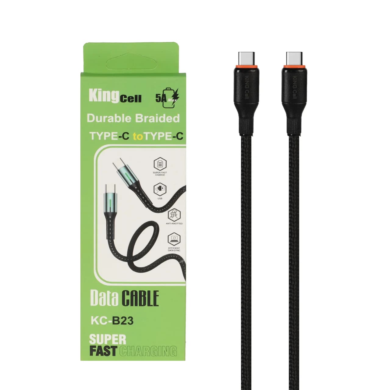 کابل شارژ کنفی فست King Cell Type-C to Type-C مدل KC-B23 – مشکی – ASP (گارانتی شش ماهه آروین)