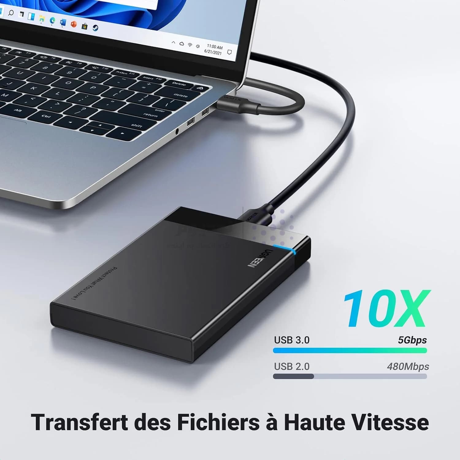 باکس هارد UGREEN USB3.0 مدل US221-30848B – مشکی (گارانتی 18 ماهه آسان پیشرو) — تصویر ۳