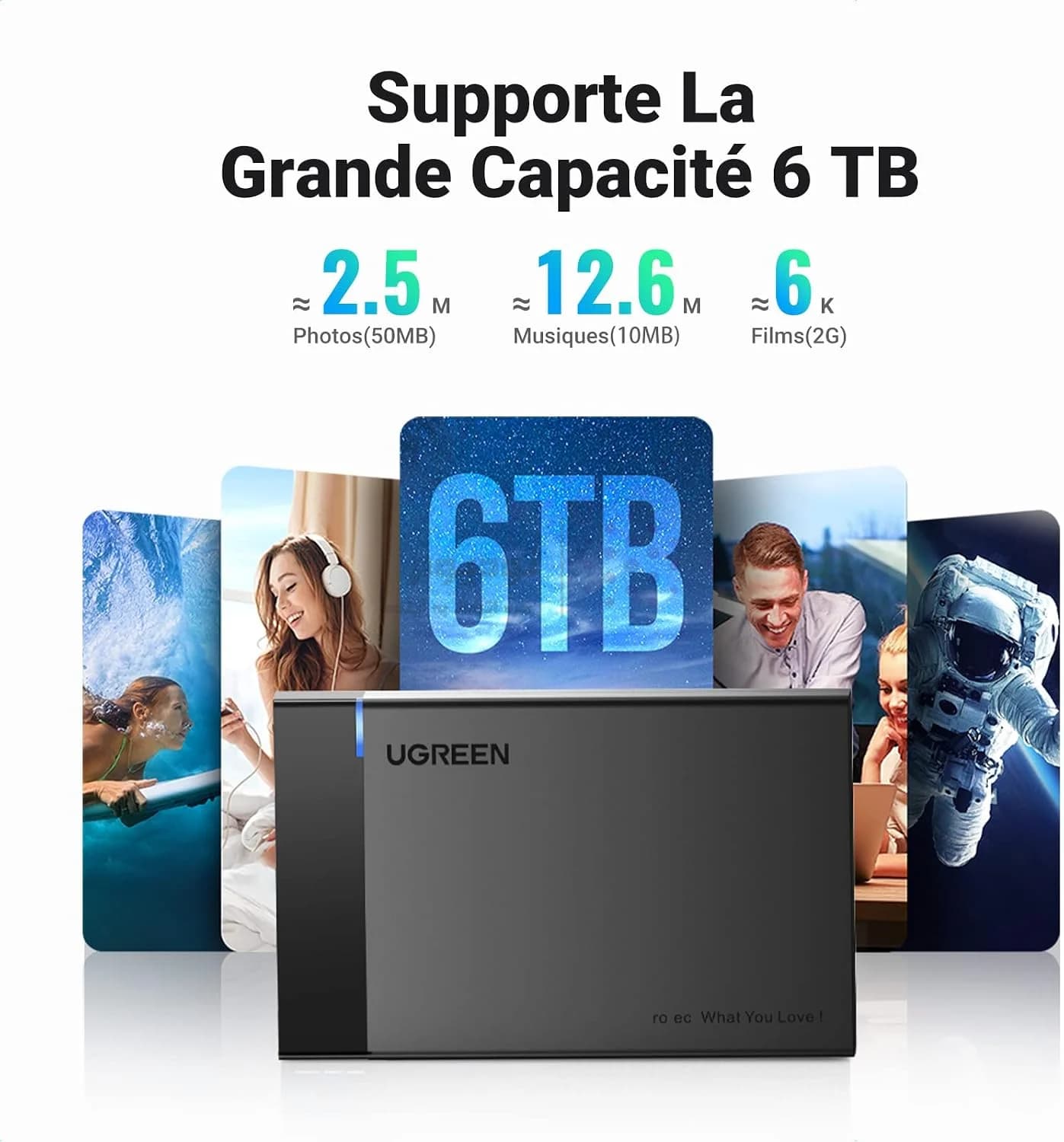 باکس هارد UGREEN USB3.0 مدل US221-30848B – مشکی (گارانتی 18 ماهه آسان پیشرو) — تصویر ۲