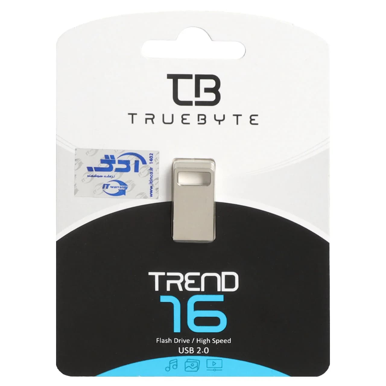 Truebyte TREND USB2.0 Flash Memory – 16GB (گارانتی مادام العمر شرکت آی تین) نقره ای