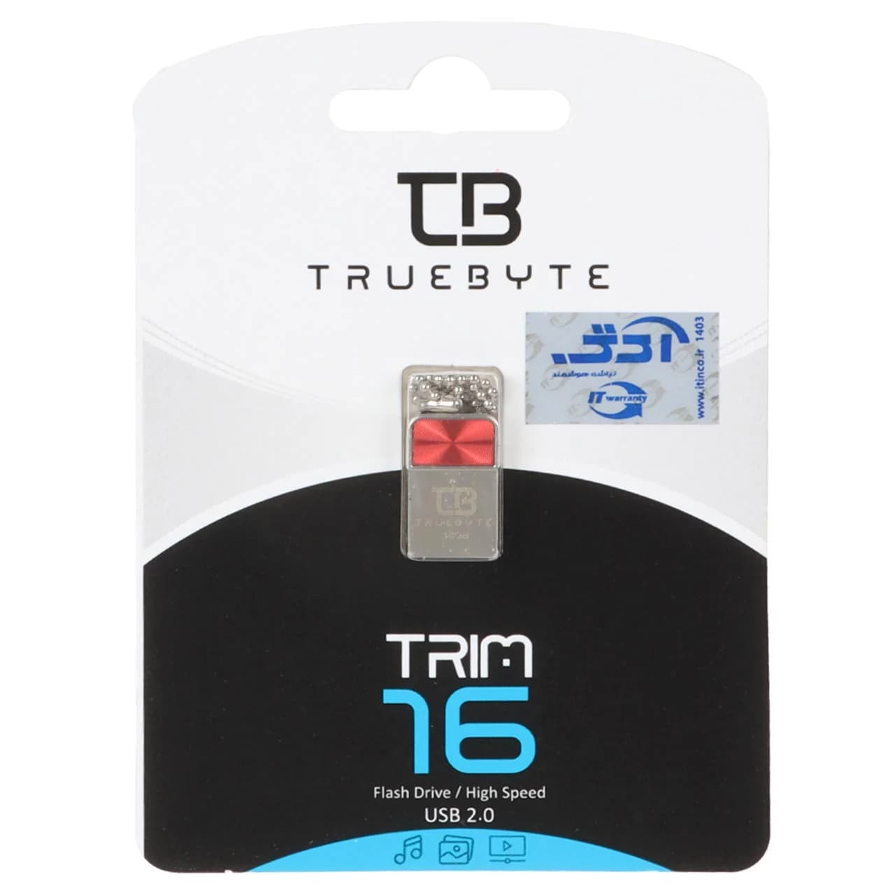 TRUEBYTE TRIM USB2.0 Flash Memory – 16GB قرمز (گارانتی مادام العمر شرکت آی تین)