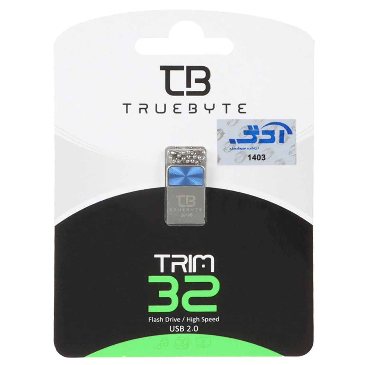 TRUEBYTE TRIM USB2.0 Flash Memory – 32GB آبی (گارانتی مادام العمر شرکت آی تین)