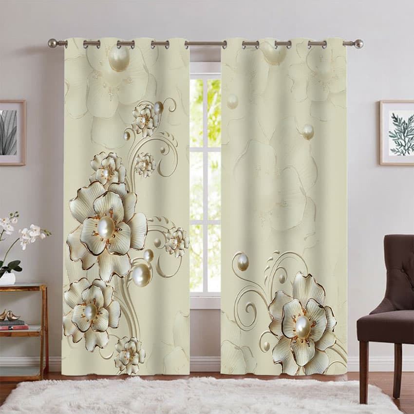 پرده پانچی گل سه بعدی برای سالن پذیرایی PK-7554