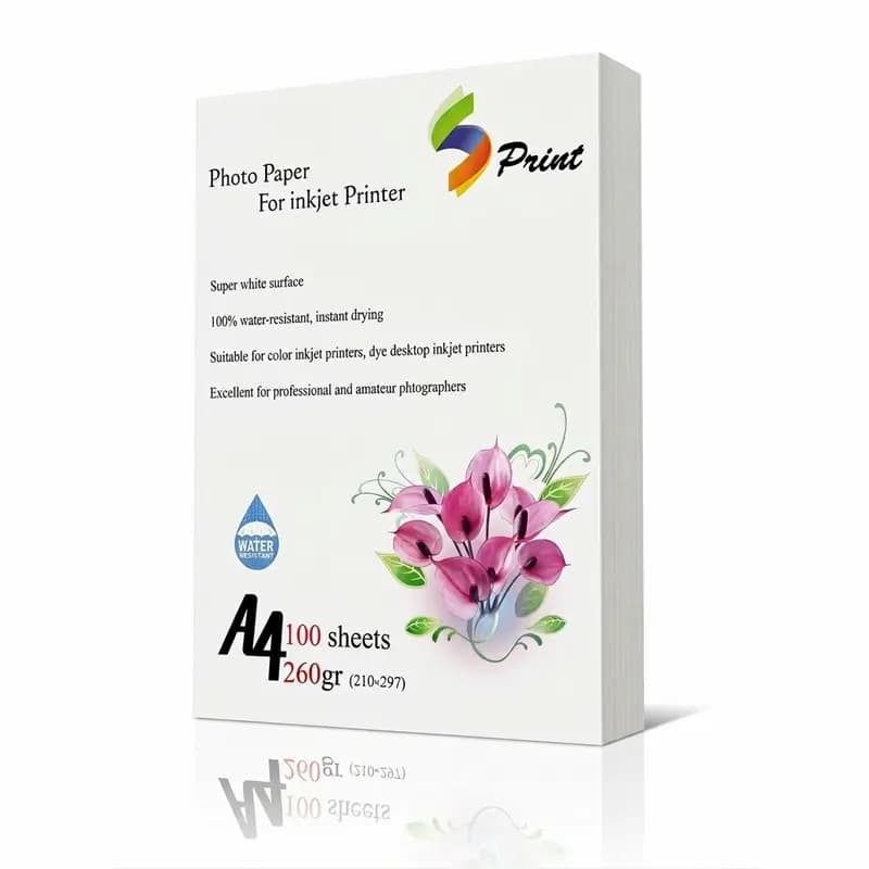 کاغذ فتو گلاسه 260 گرم 100 برگی A4 اس پرینت