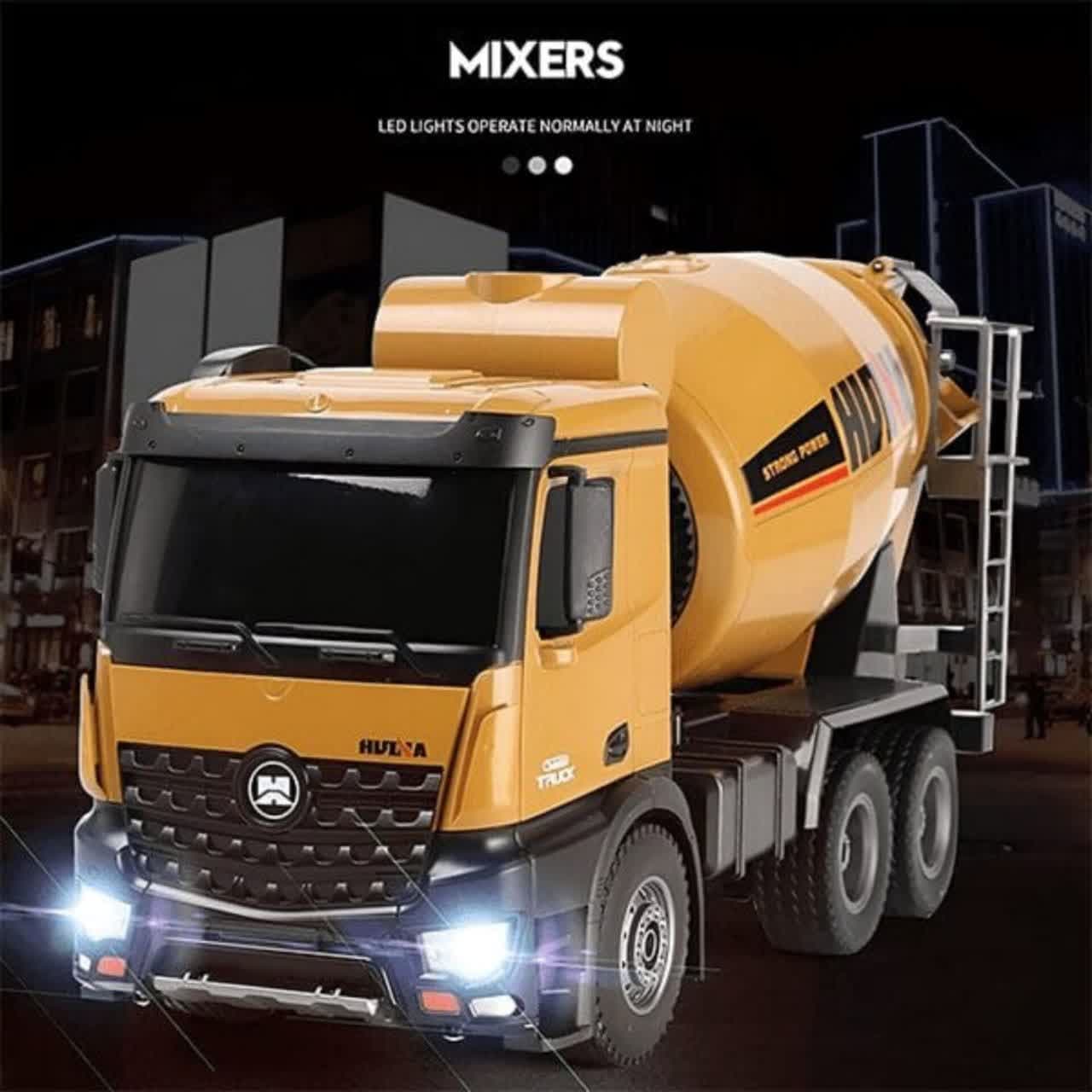 ماکت ماشین کامیون راهسازی میکسر فلزی هوینا کد HUINA MIXER TRUCK 1737 — تصویر ۴