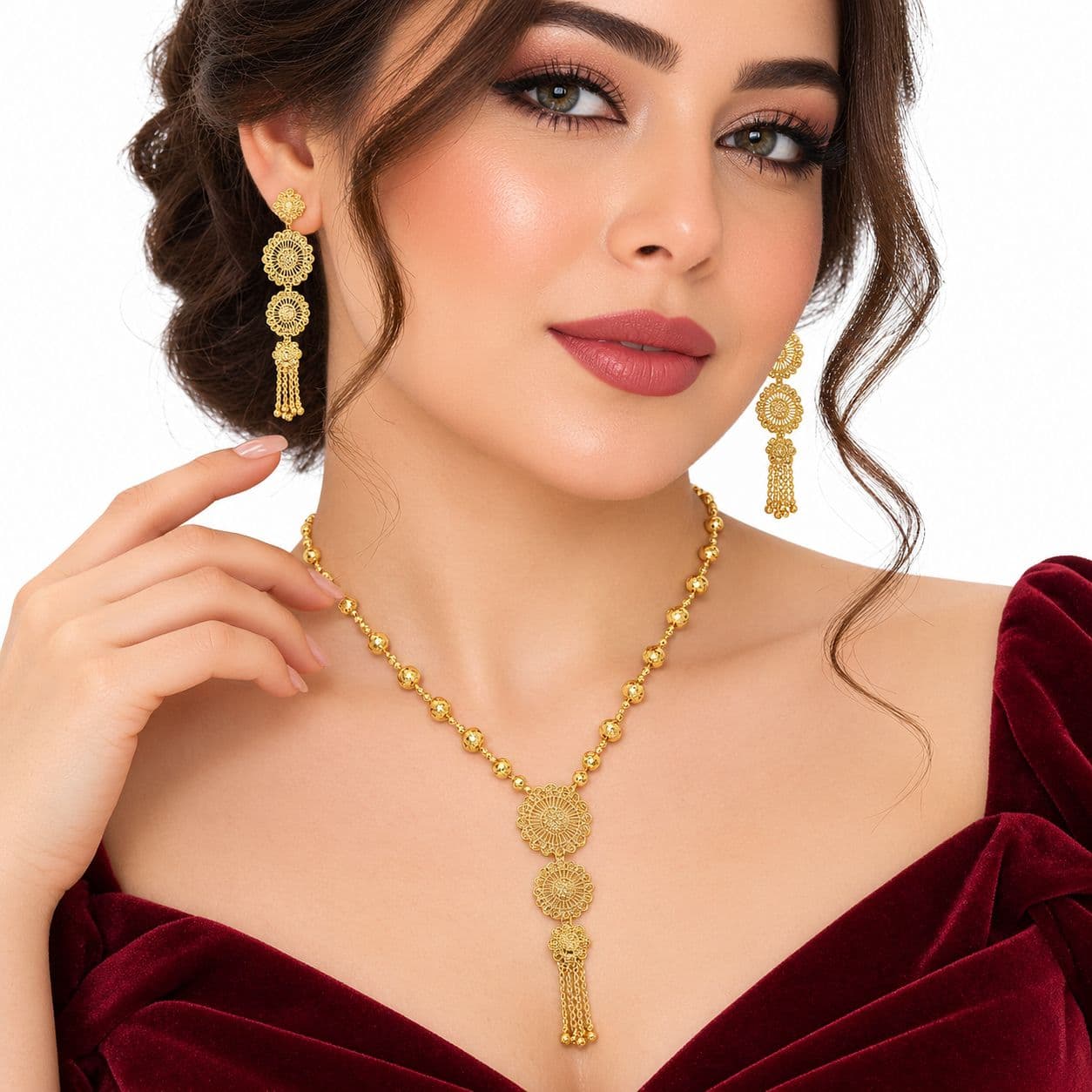 ست گردنبند و گوشواره روح گندم طرح بهشتی — تصویر ۲