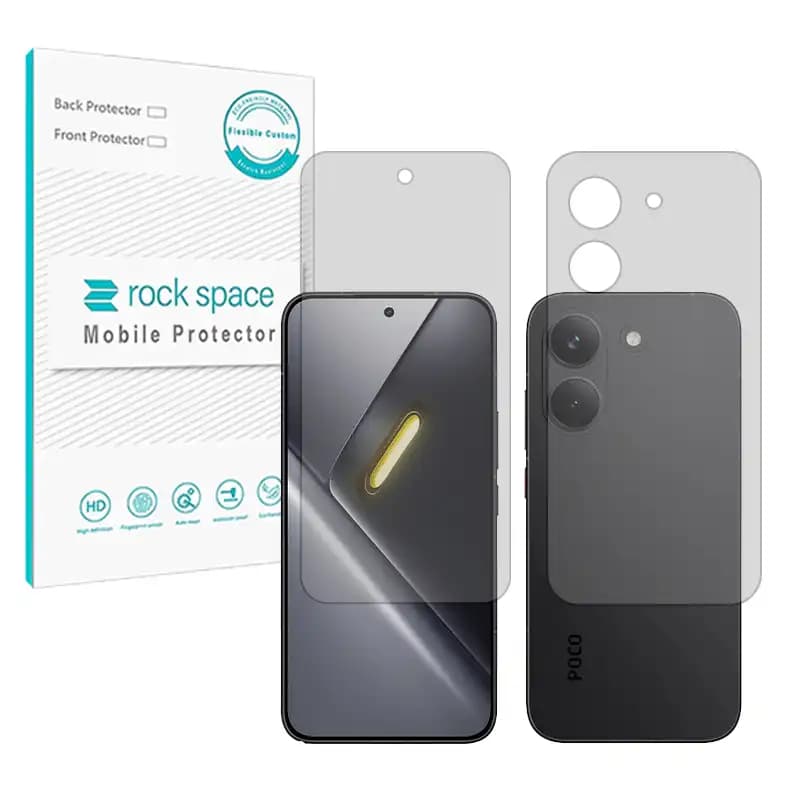 گلس پشت و رو شیائومی پوکو x8 پرو (Poco X8 Pro) نانو هیدروژل شفاف برند راک اسپیس