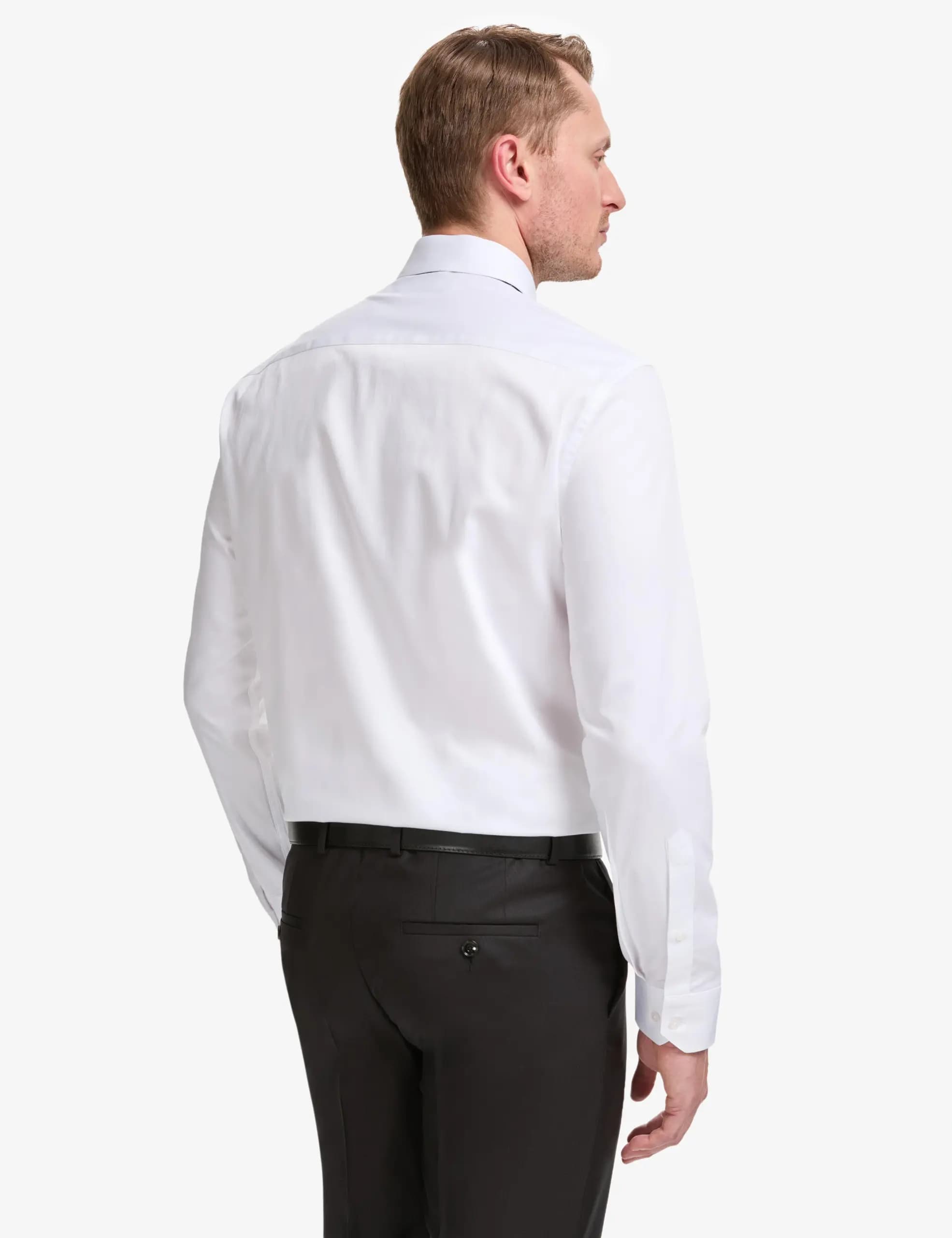 پیراهن رسمی مردانه پیرکاردین سفید مدل اسلیم فیت با یقه نیم ایتالیایی — تصویر ۵